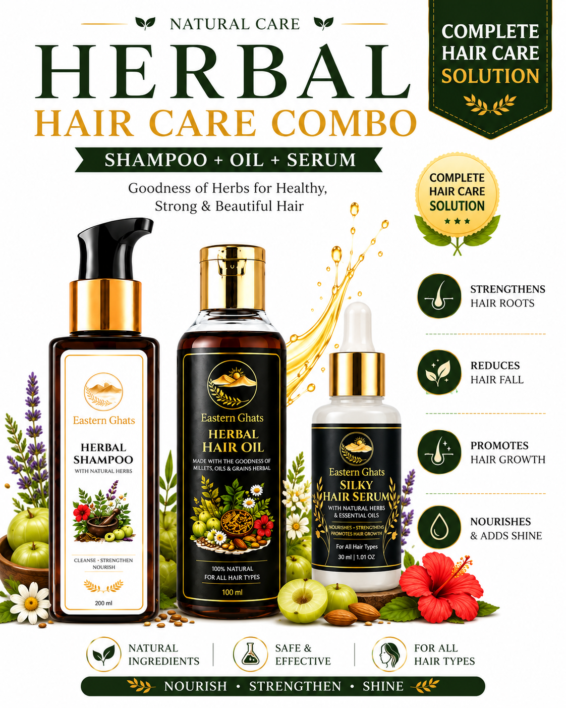 Eastern Ghats Shampoo Oil and Serum Combo