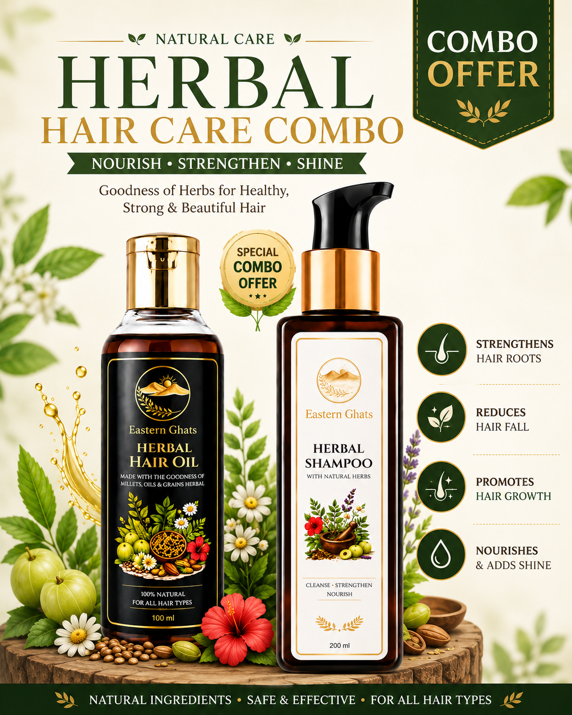 Eastern Ghats Herbal Hair Oil and Shampoo Combo benefits